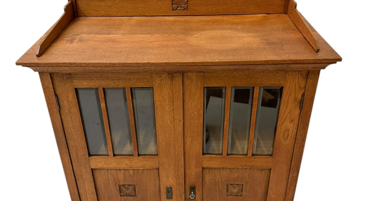 Arts & Crafts Art Nouveau Bookcase with Beveled Glass, 1900s